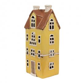 Lysestake telysestake Hus 26 cm Beige Brun Keramikk , hemmetshjarta.no