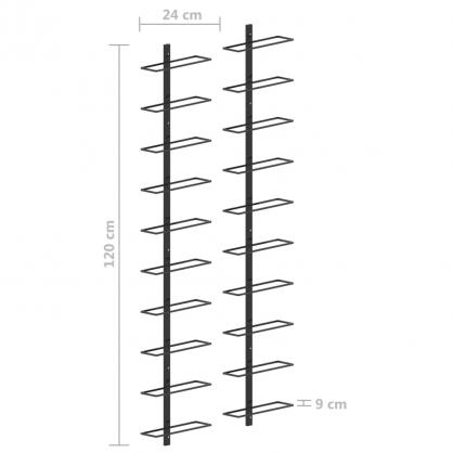 Vinstativ Veggmontert for 20 flasker sort metall , hemmetshjarta.no