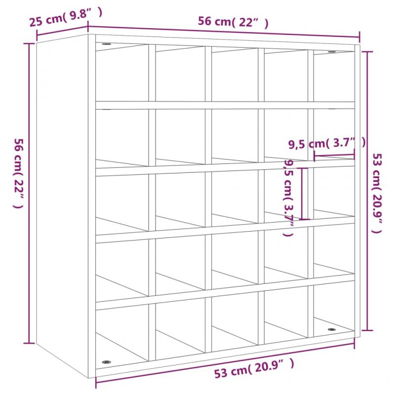 Vinstativ Vinskap 56x25x56 cm sort massiv furu , hemmetshjarta.no