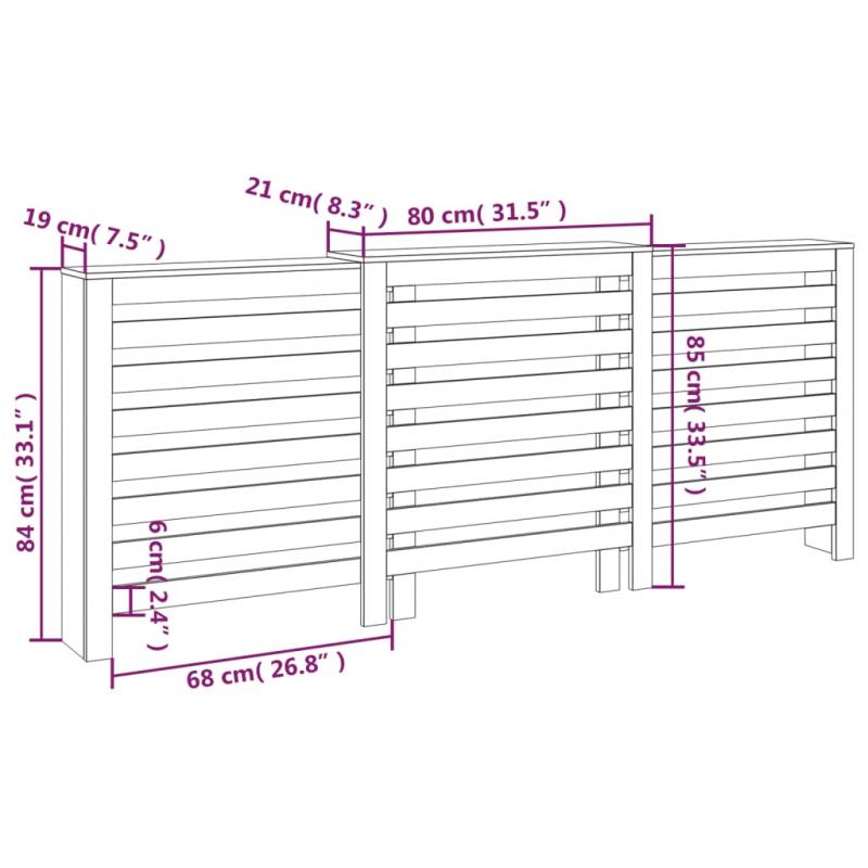 Radiatordeksel massiv furu horisontale lameller natur 210x21x85 cm , hemmetshjarta.no