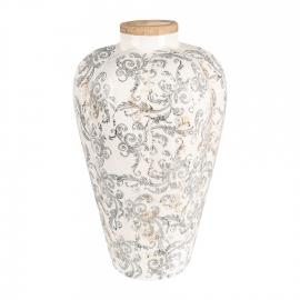 Dekorativ Vase Ø 24x40 cm Beige Grå blomster , hemmetshjarta.no