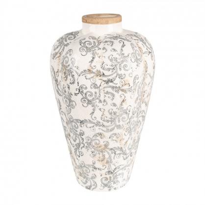 Dekorativ Vase  24x40 cm Beige Gr blomster , hemmetshjarta.no