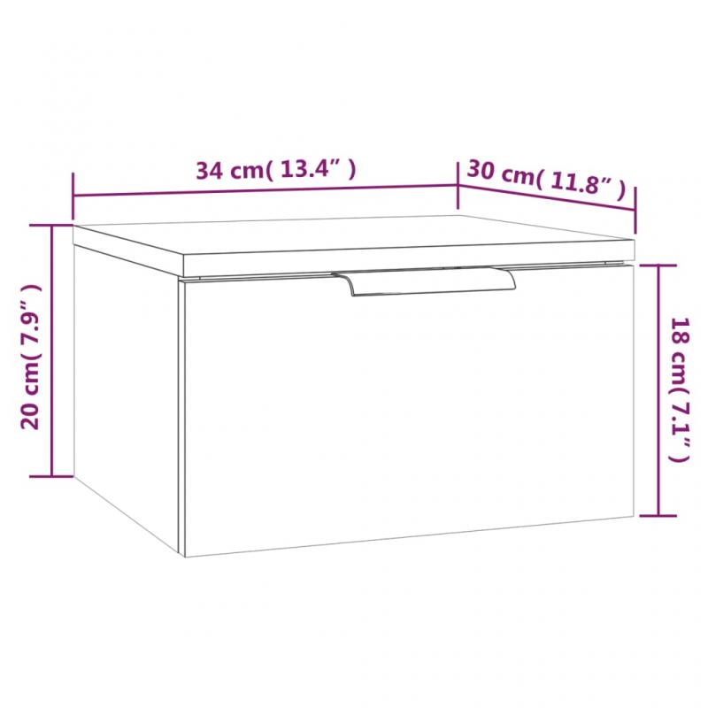 Veggmontert nattbord betonggr 34x30x20 cm , hemmetshjarta.no