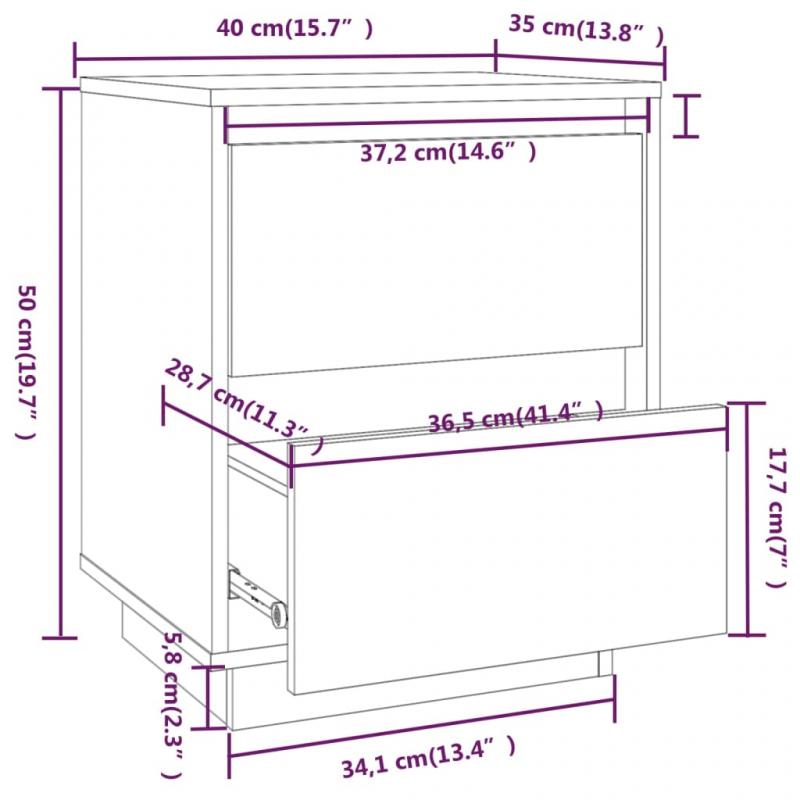 Nattbord Sengbord 40x35x50 cm honningbrun massiv furu , hemmetshjarta.no