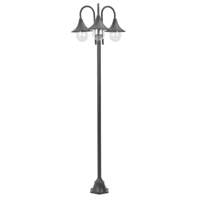 Hagebelysning Lyktestolpe for hage E27 220 cm aluminium 3 lamper bronse , hemmetshjarta.no