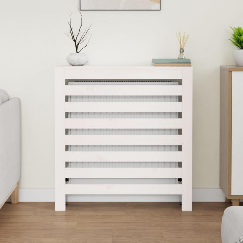 Radiatordeksel massiv furu horisontale lameller hvit 79,5x19x84 cm , hemmetshjarta.no