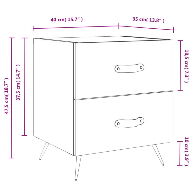 Nattbord Sengbord 40x35x47,5 cm betonggr , hemmetshjarta.no