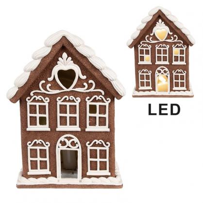 Innendrs julepynt Hus med LED Brun 17x10x22 cm / 3xAAA , hemmetshjarta.no