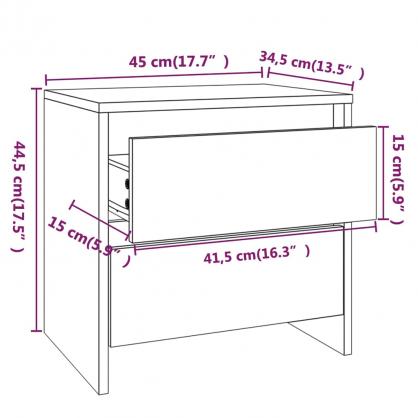 Nattbord Sengbord 45 x 34,5 x 44,5 cm sonoma eik , hemmetshjarta.no