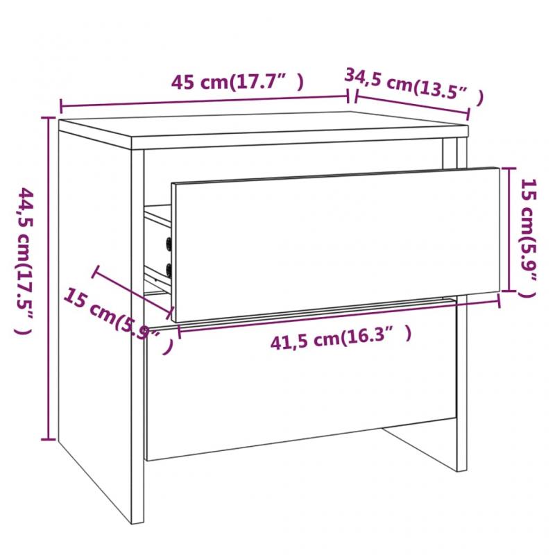 Nattbord Sengbord 45 x 34,5 x 44,5 cm sonoma eik , hemmetshjarta.no