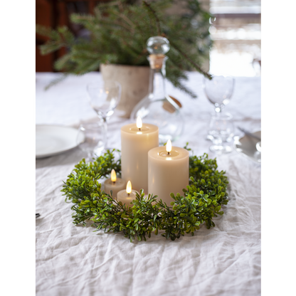 Stearinlys LED Blokklys Flamme Flow Beige 17,5 cm