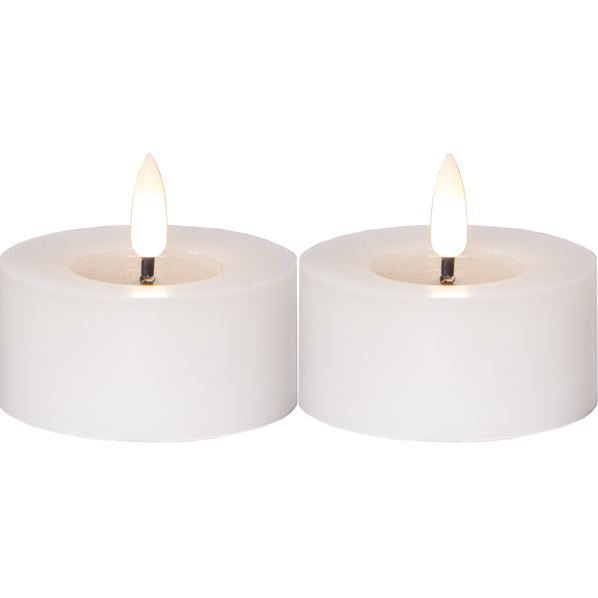 Stearinlys LED Telys 2-pakning Flamme Flow 7x5,5cm Vit
