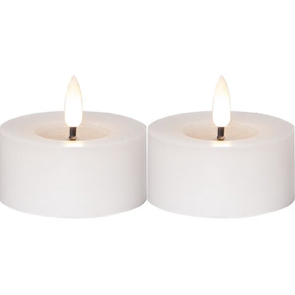Stearinlys LED Telys 2-pakning Flamme Flow 7x5,5cm Vit