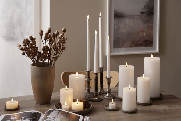 Stearinlys LED Telys 2-pakning Flamme Flow 7x5,5cm Vit