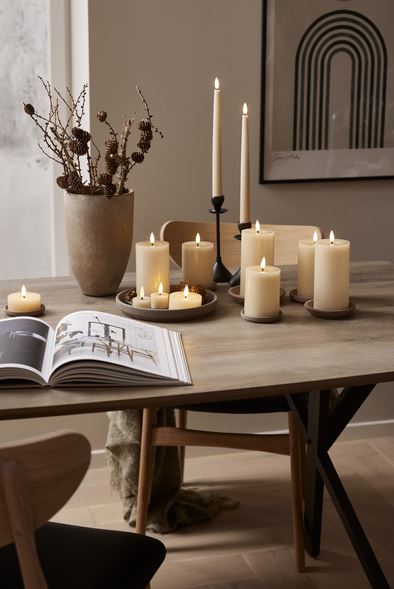 Stearinlys LED Telys 2-pakning Flamme Flow 7x5,5cm Beige