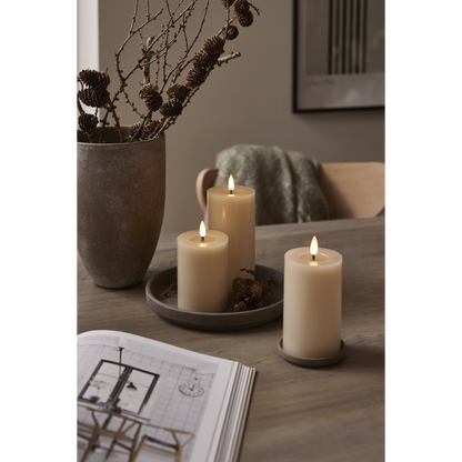 Stearinlys LED Blokklys Flamme Flow Beige 17,5 cm