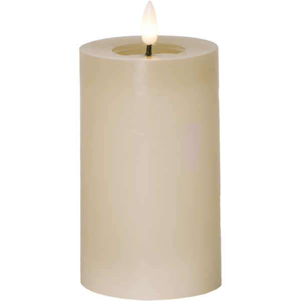 Stearinlys LED Blokklys Flamme Flow Beige 15 cm