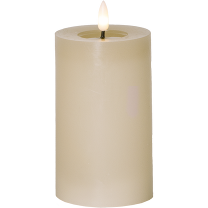 Stearinlys LED Blokklys Flamme Flow Beige 15 cm