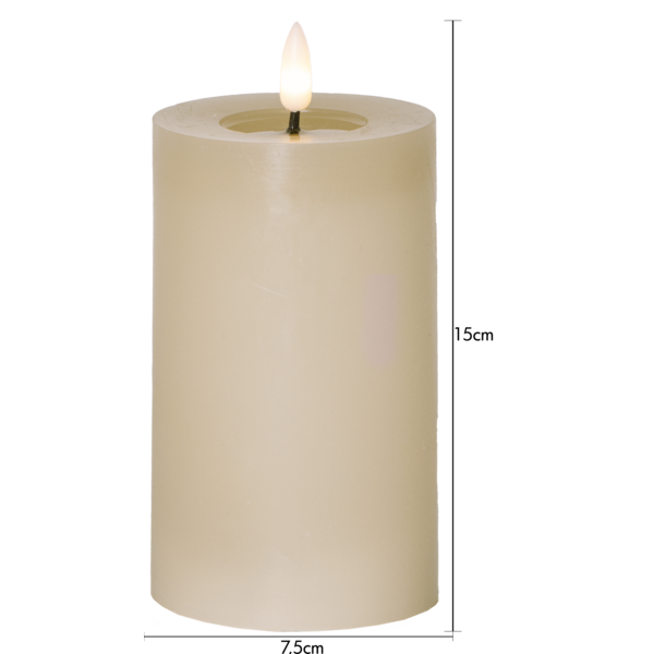 Stearinlys LED Blokklys Flamme Flow Beige 17,5 cm