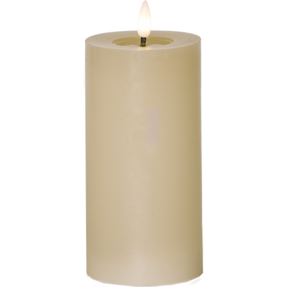 Stearinlys LED Blokklys Flamme Flow  Beige 17,5 cm