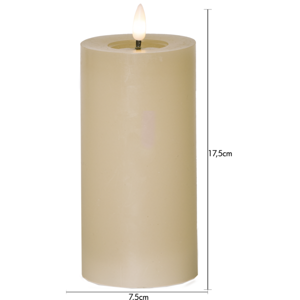 Stearinlys LED Blokklys Flamme Flow  Beige 17,5 cm