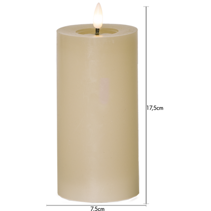 Stearinlys LED Blokklys Flamme Flow  Beige 17,5 cm