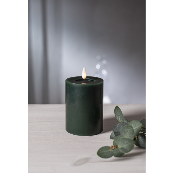 Stearinlys LED Blokklys Flamme Flow Grønn 12,5 cm