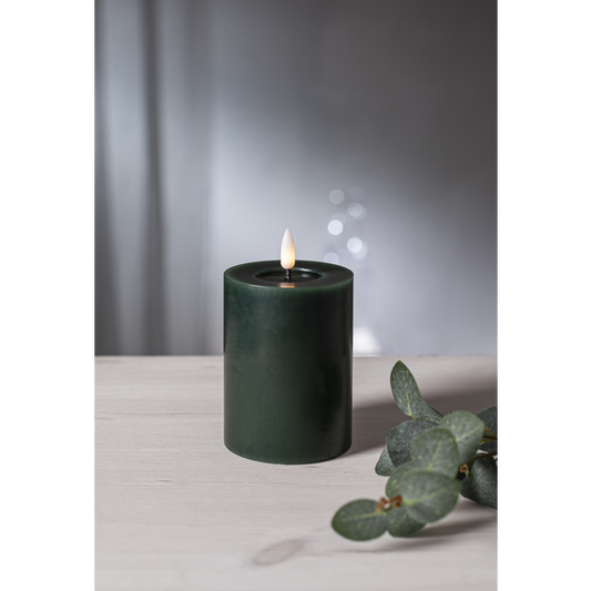 Stearinlys LED Blokklys Flamme Flow Grønn 12,5 cm