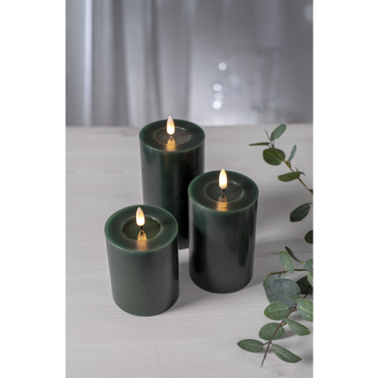 Stearinlys LED Blokklys Flamme Flow Grønn 17,5 cm