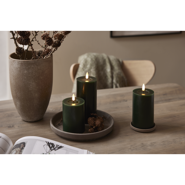 Stearinlys LED Blokklys Flamme Flow Grønn 12,5 cm