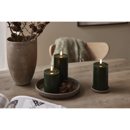 Stearinlys LED Blokklys Flamme Flow Grønn 17,5 cm