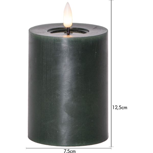 Stearinlys LED Blokklys Flamme Flow Grønn 12,5 cm