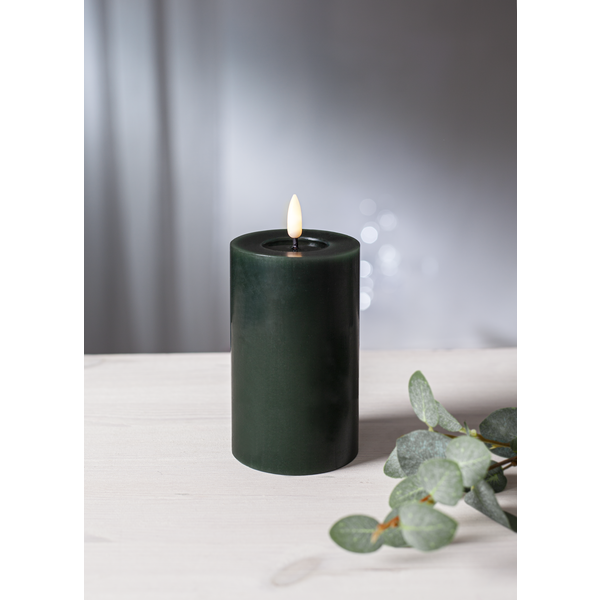 Stearinlys LED Blokklys Flamme Flow Grønn 15 cm