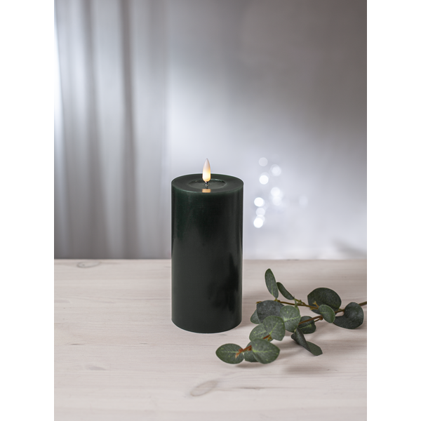 Stearinlys LED Blokklys Flamme Flow Grønn 17,5 cm