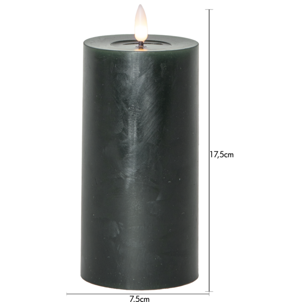 Stearinlys LED Blokklys Flamme Flow Grønn 17,5 cm