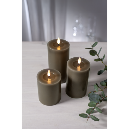 Stearinlys LED Blokklys Flamme Flow Muldvarp 15 cm