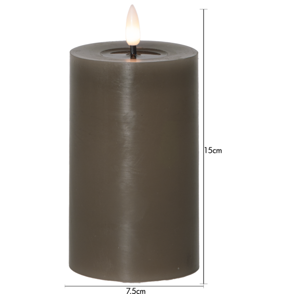 Stearinlys LED Blokklys Flamme Flow Muldvarp 15 cm