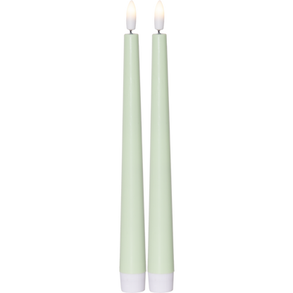 Stearinlys LED Antikklys 2-pakning Flamme Candy Grønn