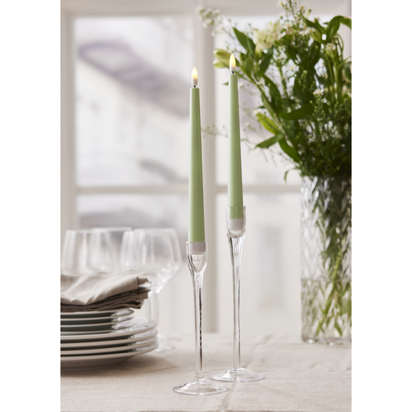 Stearinlys LED Antikklys 2-pakning Flamme Candy Grønn