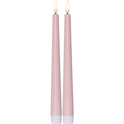 Stearinlys LED Antikklys 2-pakning Flamme Candy Rosa