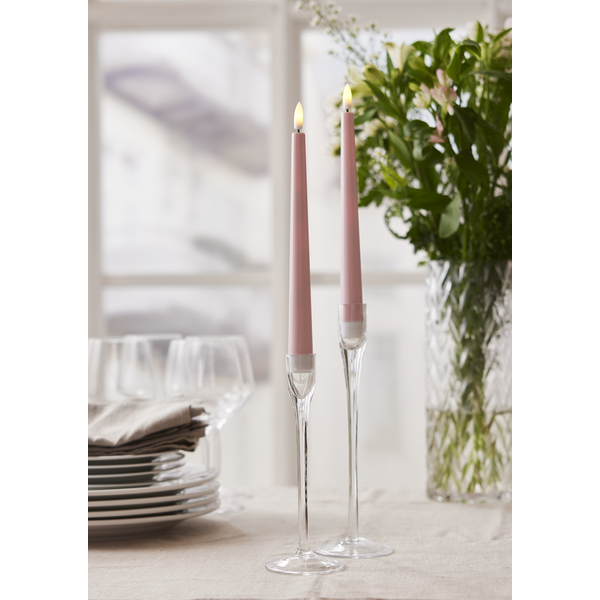 Stearinlys LED Antikklys 2-pakning Flamme Candy Rosa