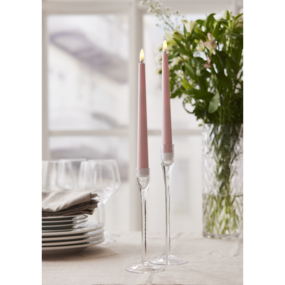 Stearinlys LED Antikklys 2-pakning Flamme Candy Rosa