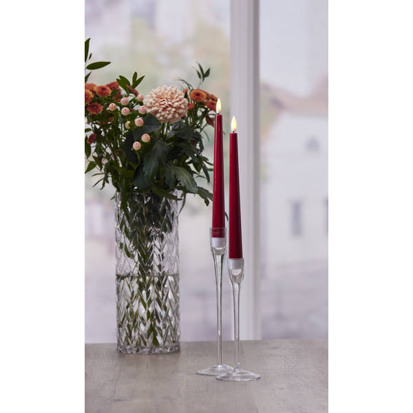 Stearinlys LED Antikklys 2-pakning Flamme Candy Rød