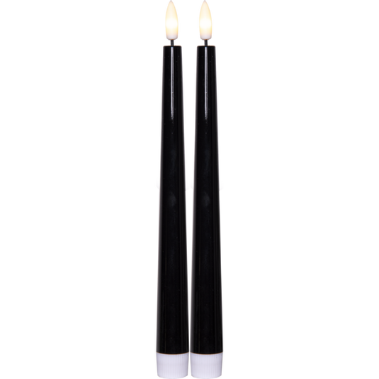 Stearinlys LED Antikklys 2-pakning Flamme Candy Svart