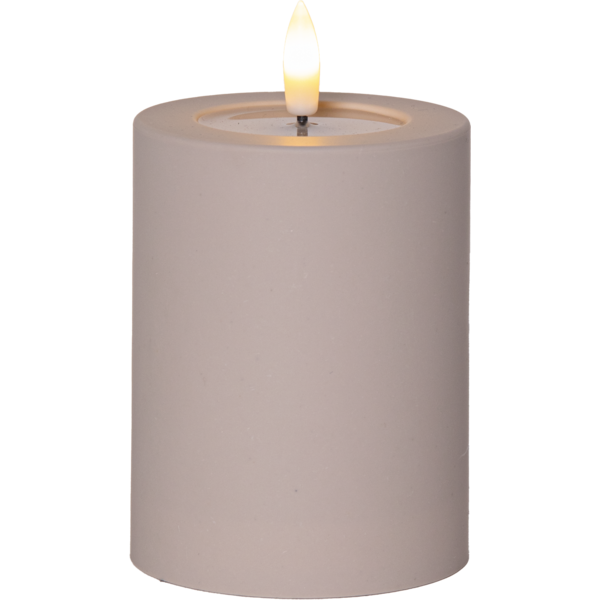 Batteridrevet LED-blokklys for utendørs bruk Flamme Soft Beige 12,5 cm