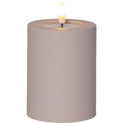 Batteridrevet LED-blokklys for utendørs bruk Flamme Soft Beige 12,5 cm