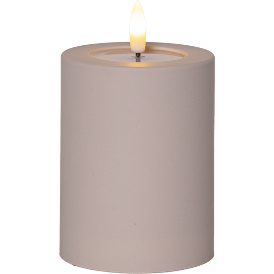 Batteridrevet LED-blokklys for utendørs bruk Flamme Soft Beige 12,5 cm