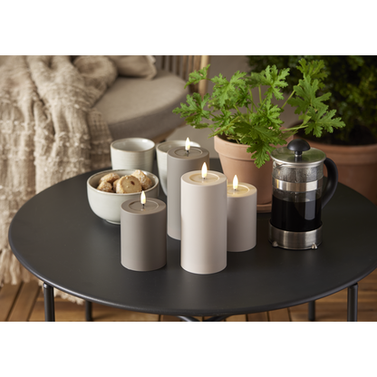 Batteridrevet LED-blokklys for utendørs bruk Flamme Soft Beige 17,5 cm