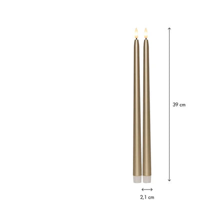 LED Antikklys 2-pack 39 cm Gull