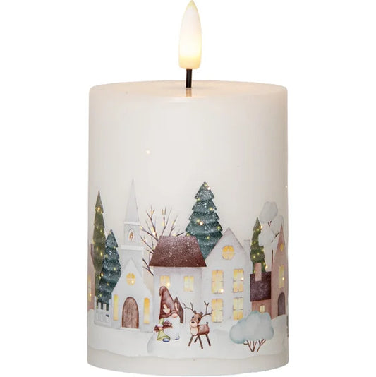 Belysning Jul LED Blokklys Flamme Winterland 12,5 cm